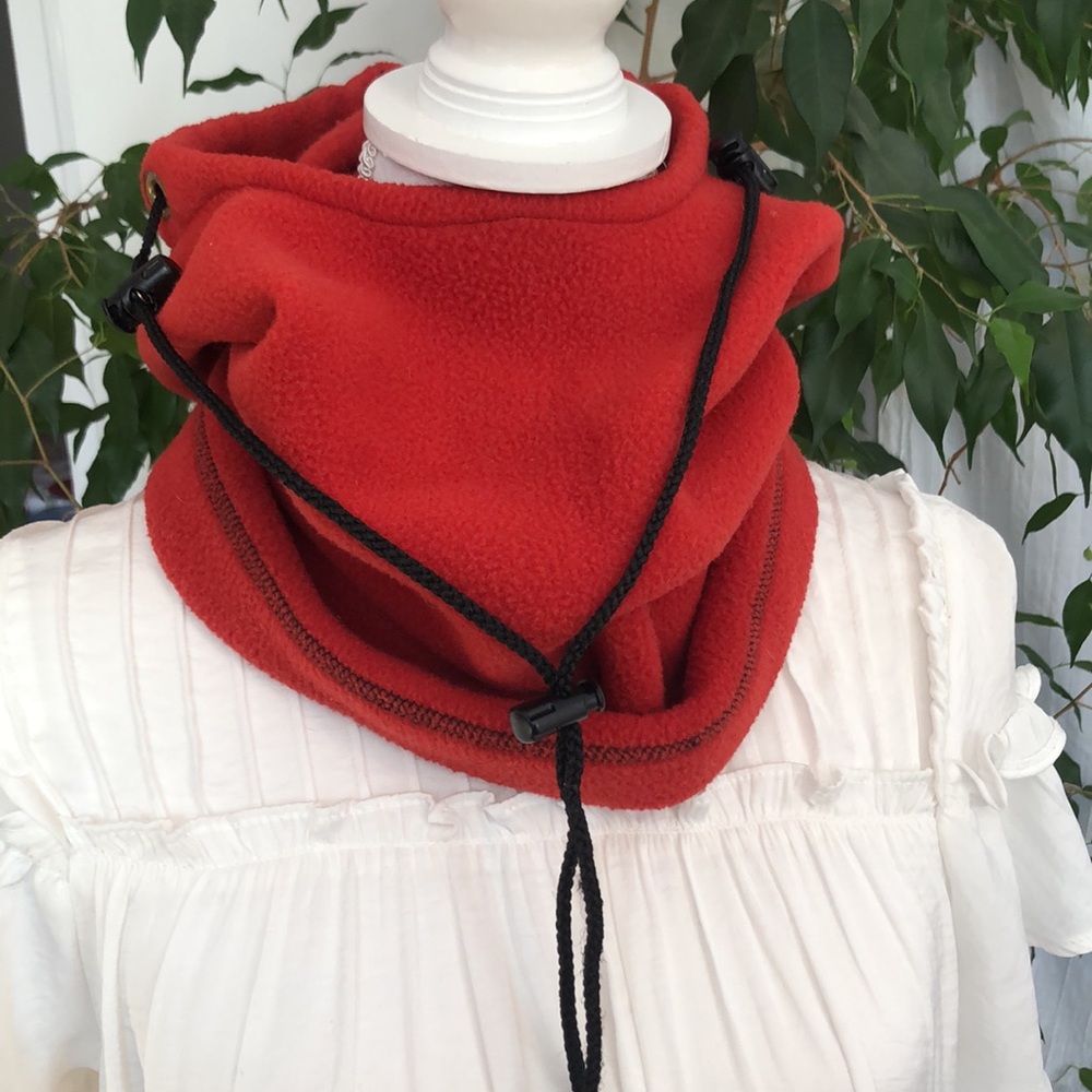 Unisex orange rust fleece long winter cold weather adjustable hood outdoor wear - Picture 3 of 9